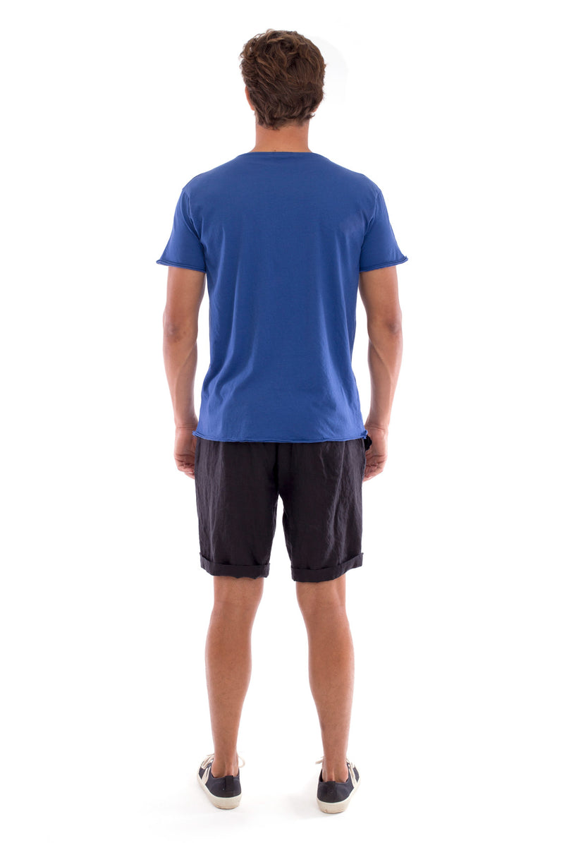  Round Neck - Cut Off - Tshirt - With Pocket - Colour Blue and Capri shorts - Colour Black -4