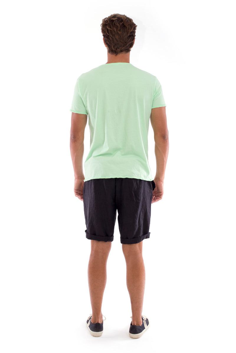  Round Neck - Cut Off - Tshirt - With Pocket - Colour Mint and Capri shorts - Colour Black -4