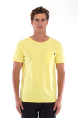  Round Neck - Cut Off - Tshirt - With Pocket - Colour Yellow and Capri shorts - Colour Black -2