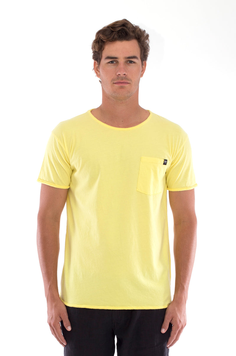  Round Neck - Cut Off - Tshirt - With Pocket - Colour Yellow and Capri shorts - Colour Black -2