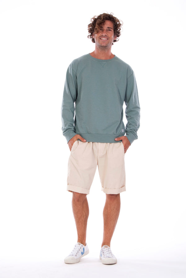 Salinas - Sweatshirt - Colour Green and Raven shorts - Colour Sand - 1