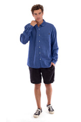 Lennon - Linen Shirt - Colour Blue and Capri Shorts - Colour Black 5
