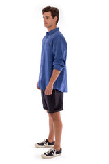 Lennon - Linen Shirt - Colour Blue and Capri Shorts - Colour Black 3