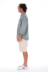 Lennon - Loose Fit - Linen Shirt -Colour Green and Raven shorts - Colour Sand - 4