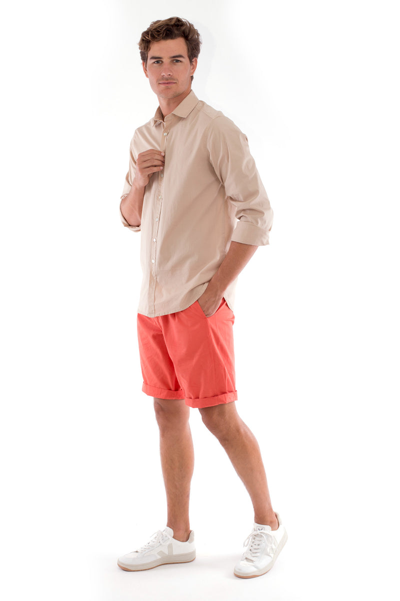 Phoenix - Shirt - Slim Fit - Colour Sand and Raven Shorts - Colour Terracotta 4