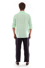 James - Linen Shirt - Mint and Positano Pants - Colour Black 4