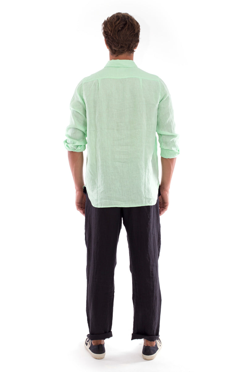 James - Linen Shirt - Mint and Positano Pants - Colour Black 4