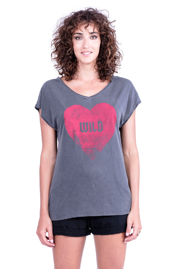 Wild Heart - V Neck - Loose Fit - Top - Colour Antracite - Ravens View - 2