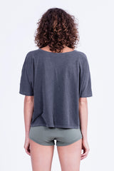 Riviera Shorts - Extra Short Mini - Rv by Elisa F - Colour Khaki and square Top forever young - Colour Antracite