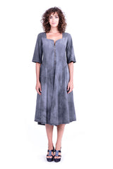 Zip - Long Sleeve - Midi Dress - Colour Antracite - RV by Elisa F 1