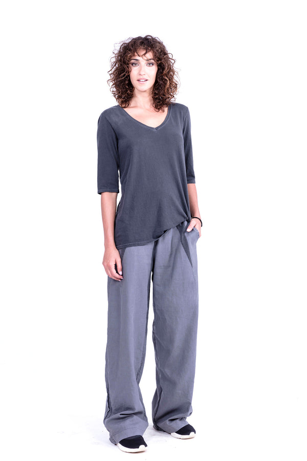 Lima - Linen pants - Colour Antracite and top mona - Colour Antracite - RV by Elisa F 1