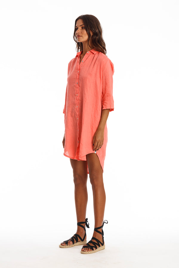 Ava Linen Shirt Dress