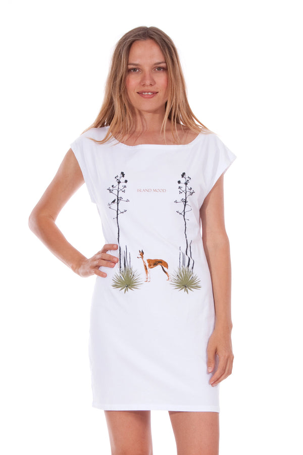 Island Mood - Loose Fit - Boat Neck - Dress - Colour White - 2