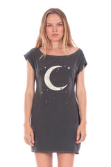 Moon - Loose Fit - Boat Neck - Dress - Colour Anthracite -3
