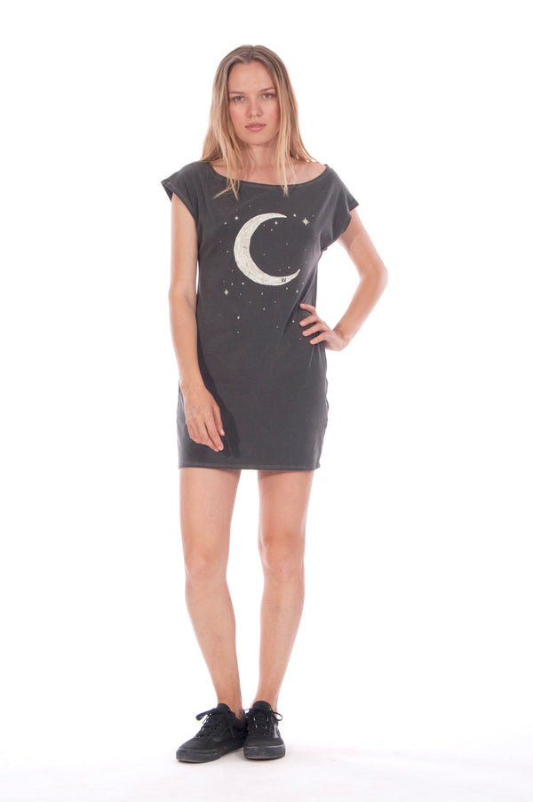 Moon - Loose Fit - Boat Neck - Dress - Colour Anthracite -1