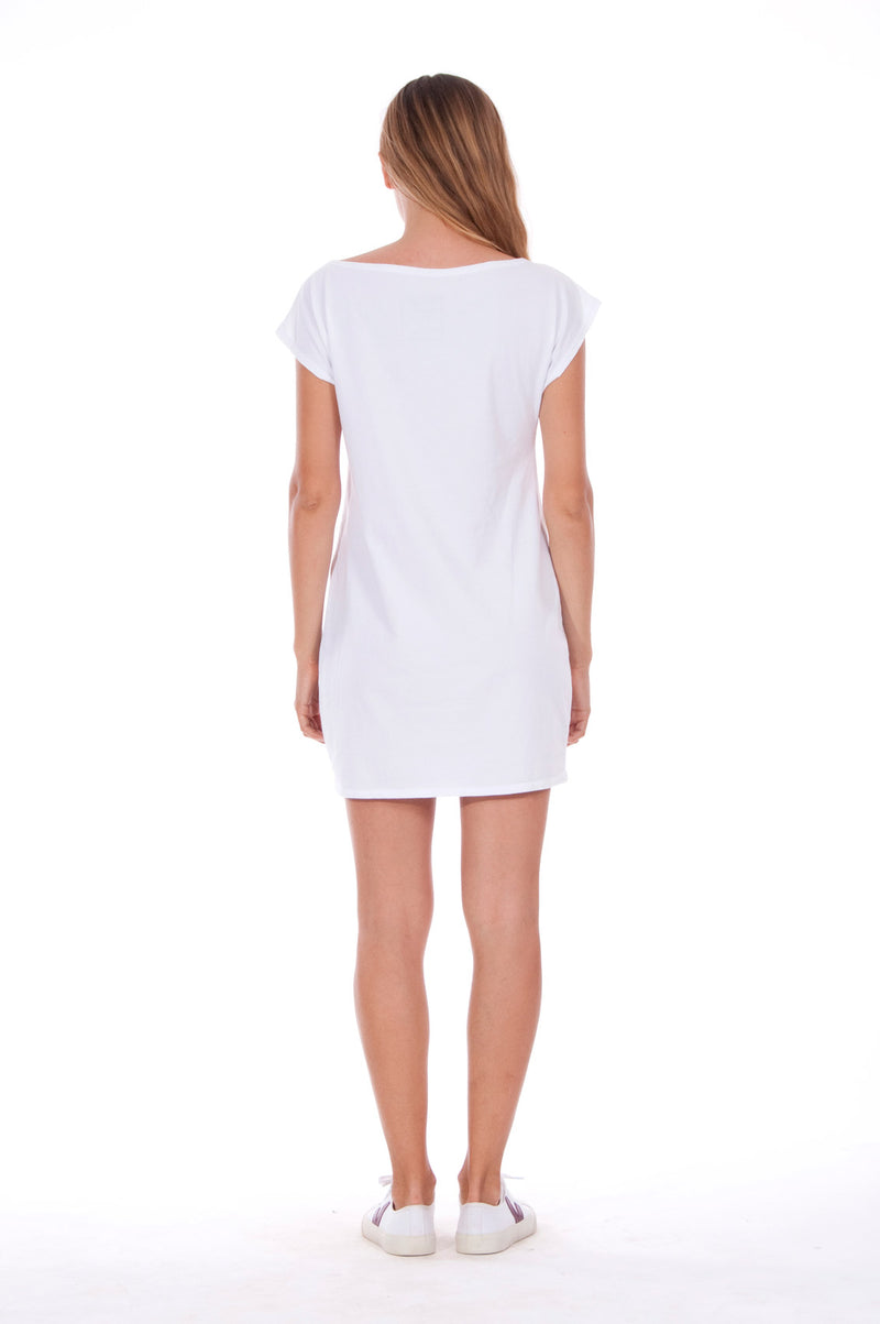 Rock Star - Loose Fit - Boat Neck - Dress - Colour White - 4