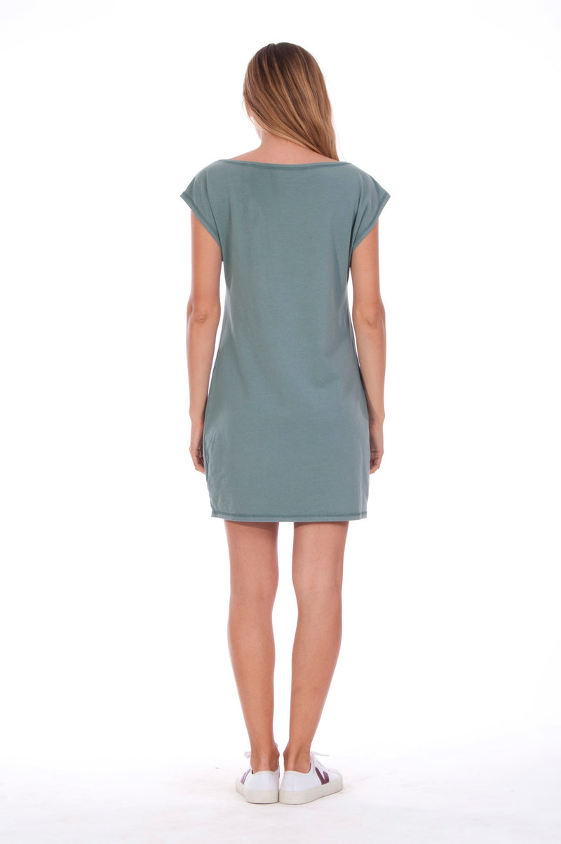 Summer Heart - Loose Fit - Boat Neck - Dress - Colour Green -4