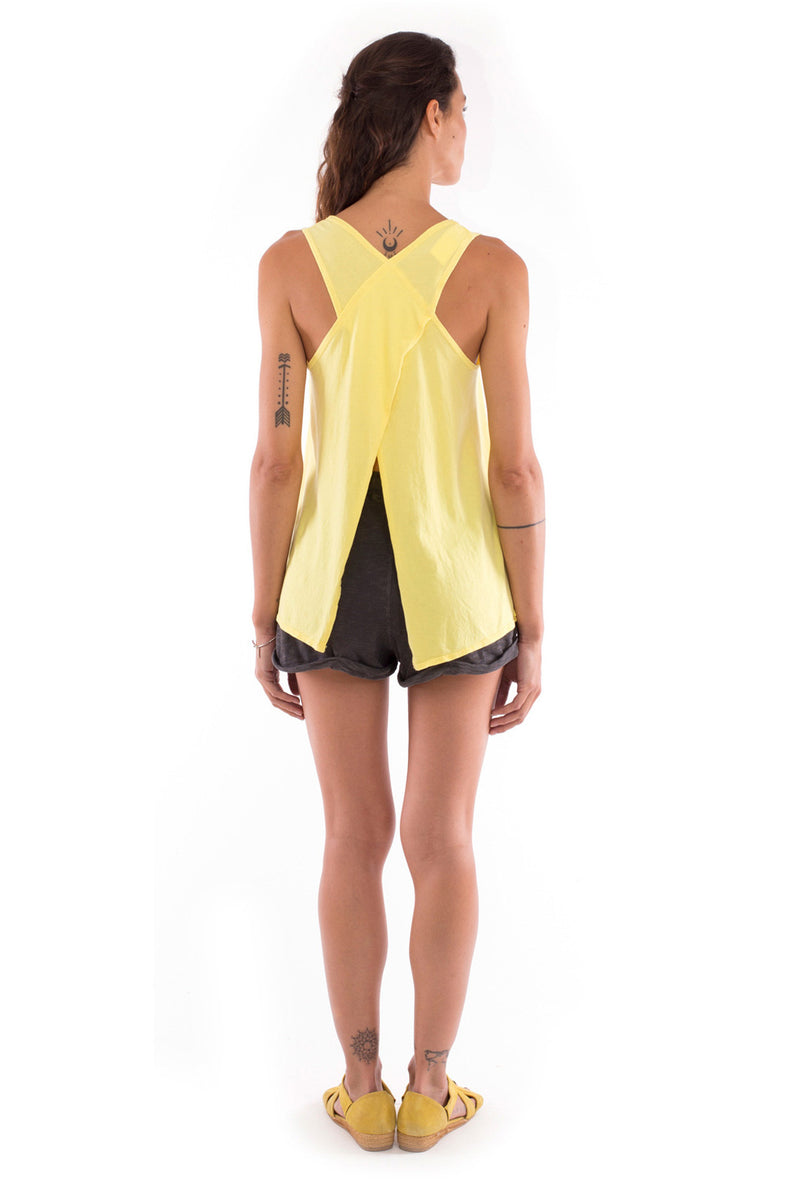 Eco rebel - Sleeveless - Tank top - Colour Yellow and Sunset mini shorts - Colour Anthracite 3