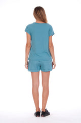 Save the corals - V Neck - Loose Fit - Top - Colour Blue and Creta shorts - Colour Blue -4