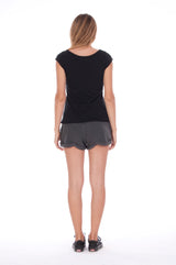 Moon - Round Neck - Cut Off - Top - Colour Black and sunset mini shorts - Colour Anthracite 4
