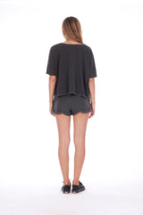 Girls just wanna- Round Neck - Wide - Loose Fit - Top - Colour Anthracite and sunset mini shorts - Colour Anthracite - 4