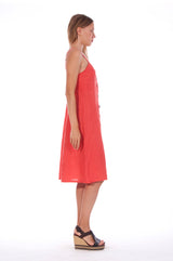 Capri - Linen - Midi Dress - RV by Elisa F - Colour Red 3