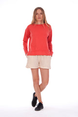 Mia - Sweatshirt - Colour Red and Creta Shorts - Colour Sand 1