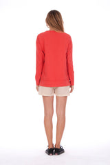 Mia - Sweatshirt - Colour Red and Creta Shorts - Colour Sand 5