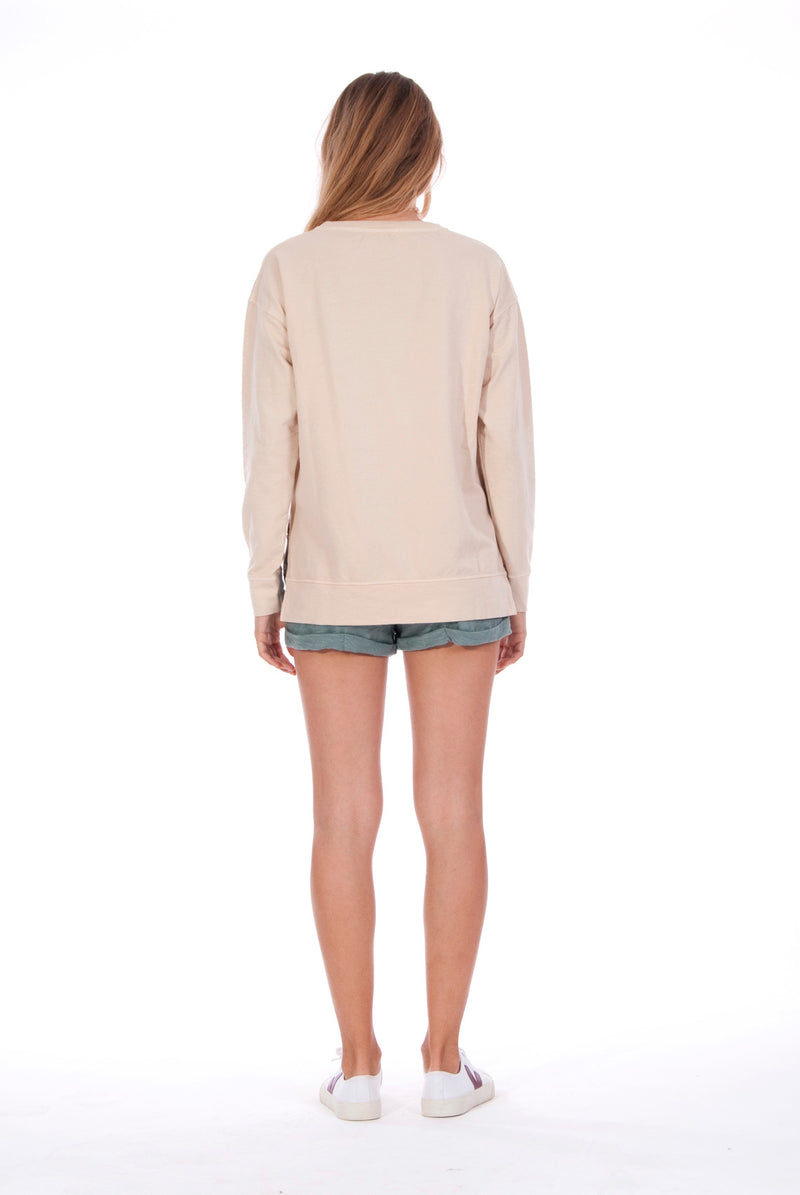 Mia - Sweatshirt - Colour Sand and Sunset Mini Shorts - Colour Green 4