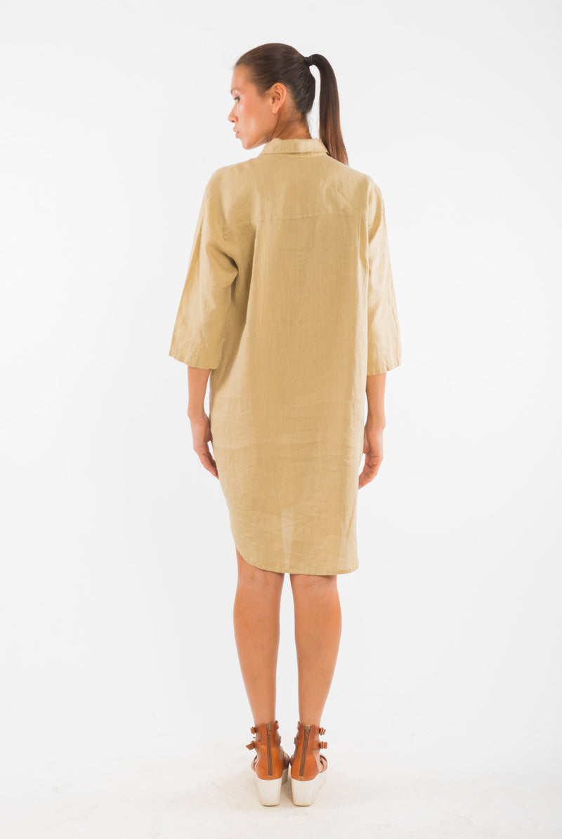 Amalfi LS Linen Shirt Dress