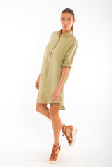 Amalfi LS Linen Shirt Dress