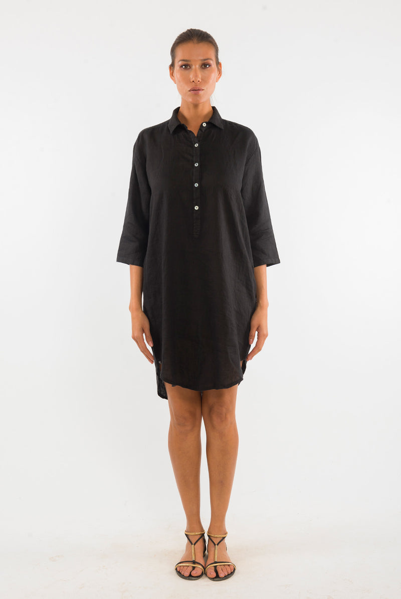 Amalfi LS Linen Shirt Dress