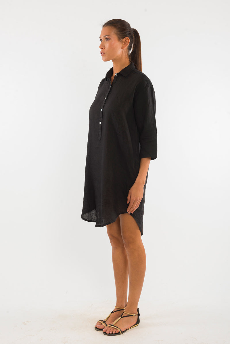 Amalfi LS Linen Shirt Dress