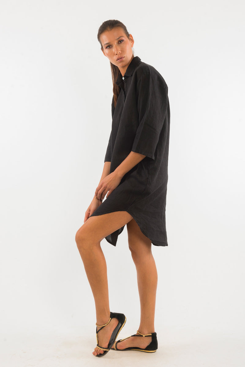 Amalfi LS Linen Shirt Dress